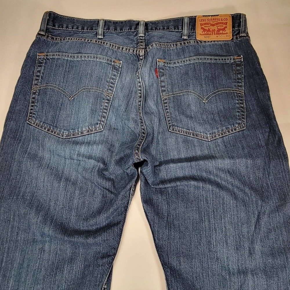 LEVIS 505 Jeans Blue Straight Leg Denim W38 L30 Mens - Picture 5 of 7